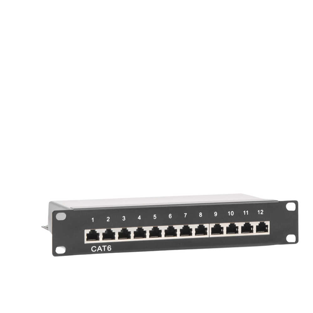 Panel de parcheo de impacto (110) Blindado (STP) de 12 puertos Cat6, 10in
