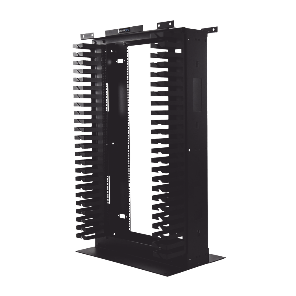Rack de Acero de 4ft x 19in, 24UR con Organizadores Verticales Y Guía Superior para Cableado. 