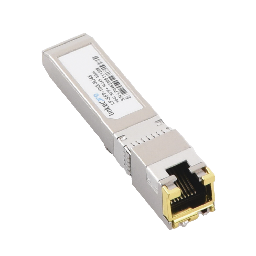 SFP+ to RJ45 Transceiver / 10 Gbps / RJ45 Connector / Distance up to 30 m.