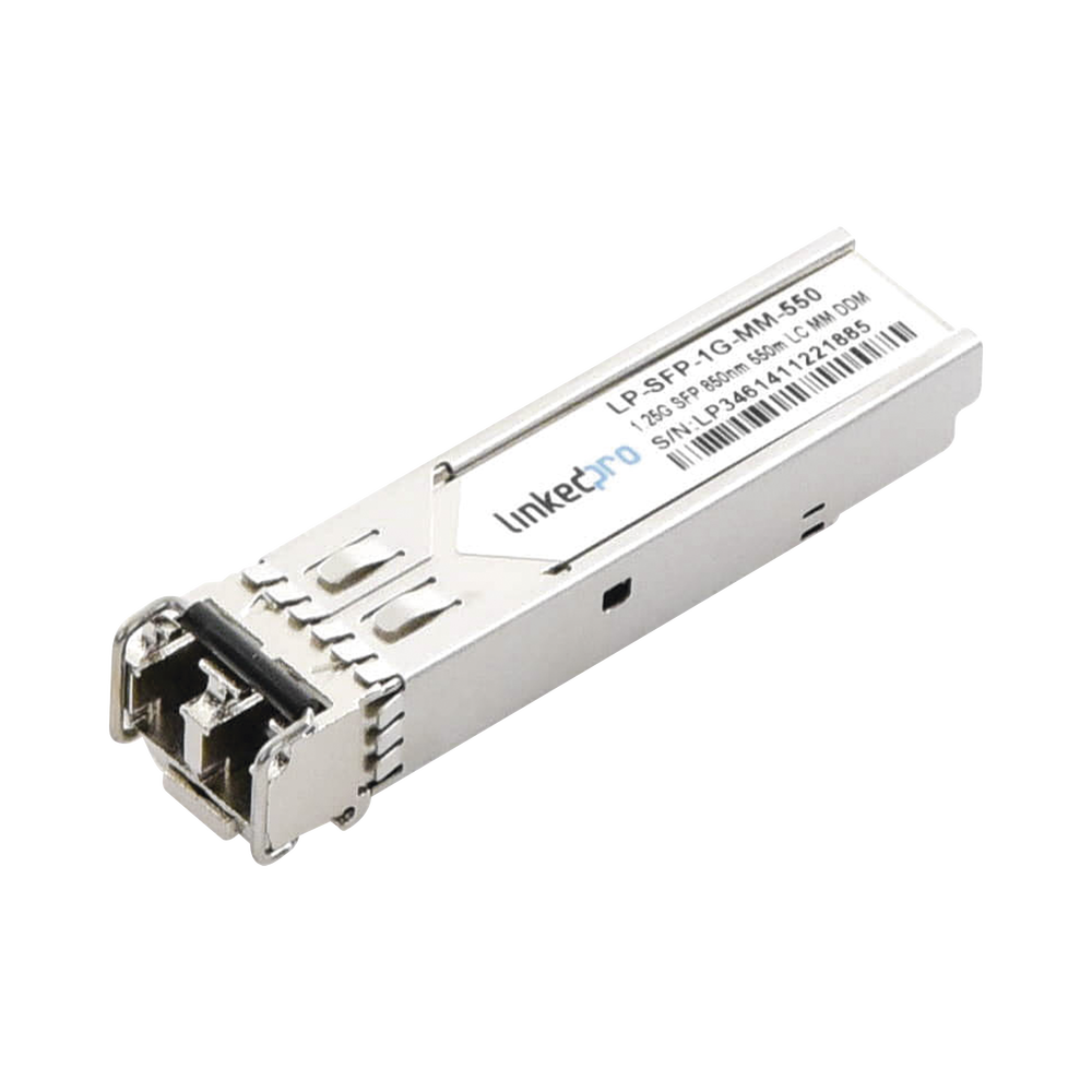 Transceptor SFP (Mini-Gbic) / Multimodo / 1.25 Gbps de velocidad / Conectores LC Dúplex / Hasta 550 m de Distancia