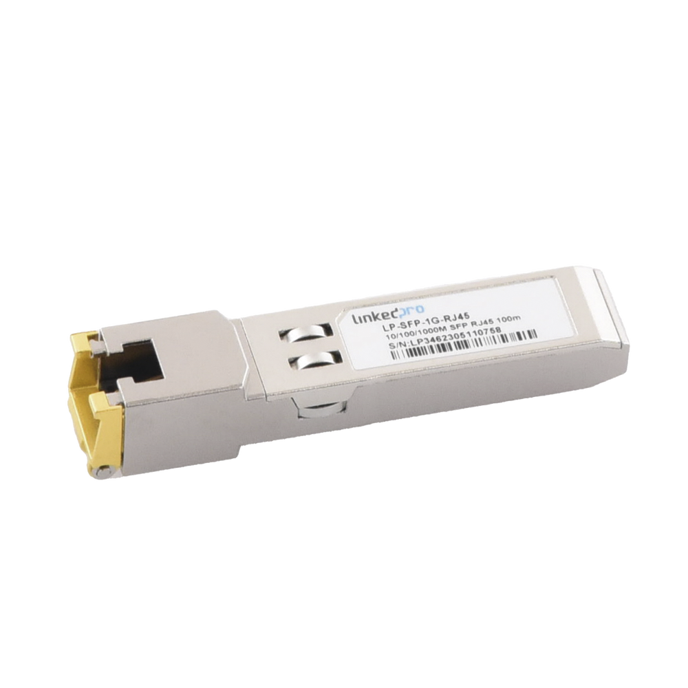 SFP to RJ45 Transceiver / Auto Negotiation 10/100/1000 Mbps / RJ45 Connector / Distance up to 100 m.