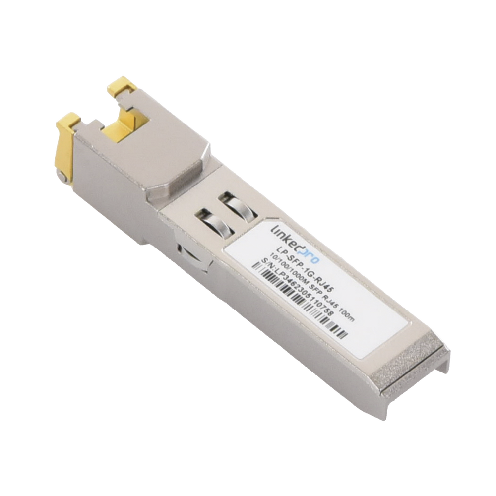 SFP to RJ45 Transceiver / Auto Negotiation 10/100/1000 Mbps / RJ45 Connector / Distance up to 100 m.