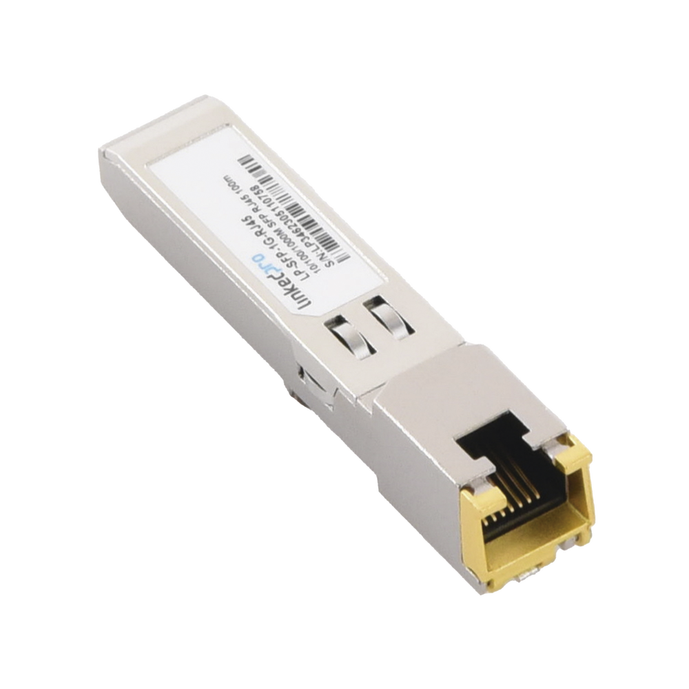 SFP to RJ45 Transceiver / Auto Negotiation 10/100/1000 Mbps / RJ45 Connector / Distance up to 100 m.