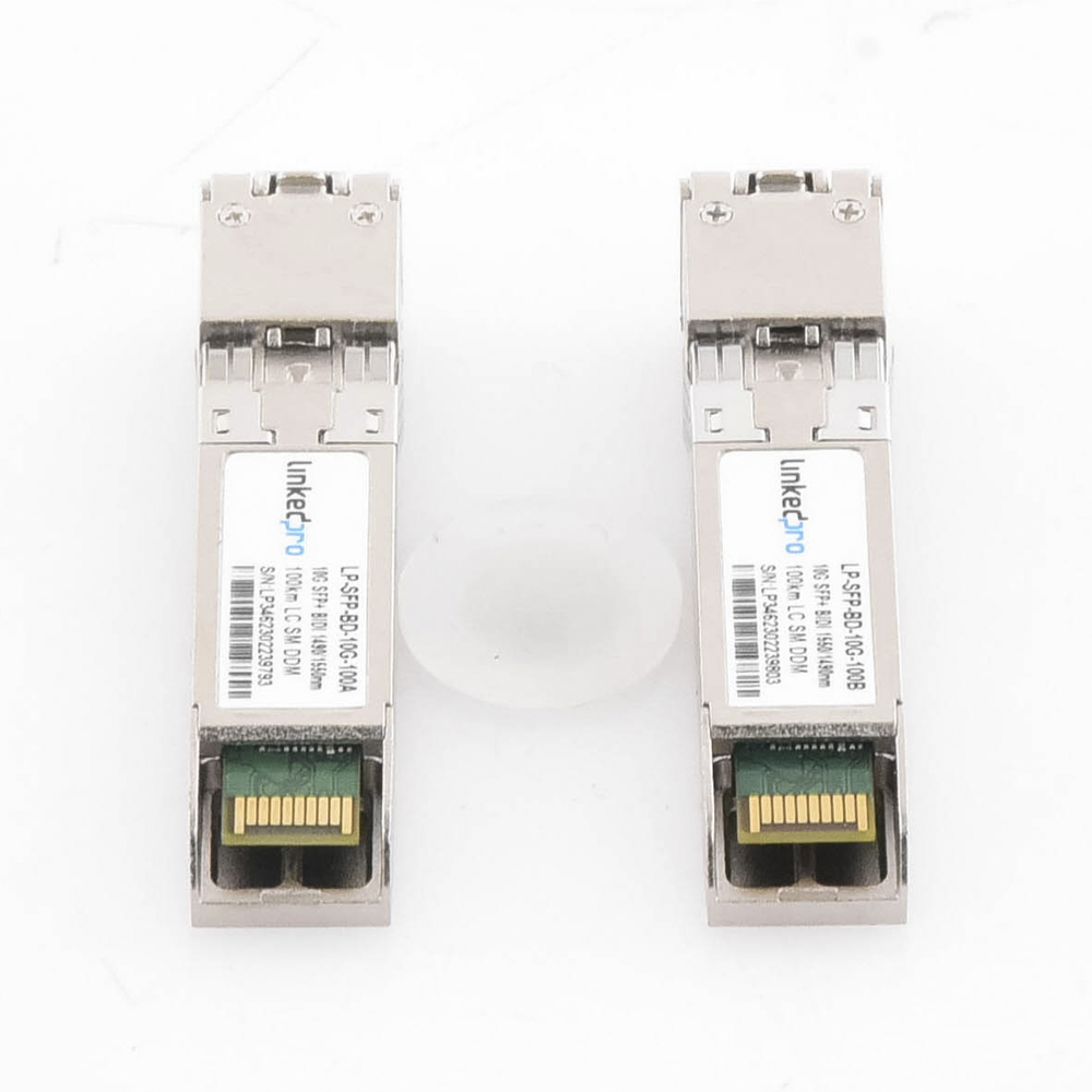 SFP+ Bidirectional Transceivers (Mini-Gbic) / Single Mode / 10 Gbps Speed ​​/ LC Connector / Up to 100 km Distance / 2 Pieces
