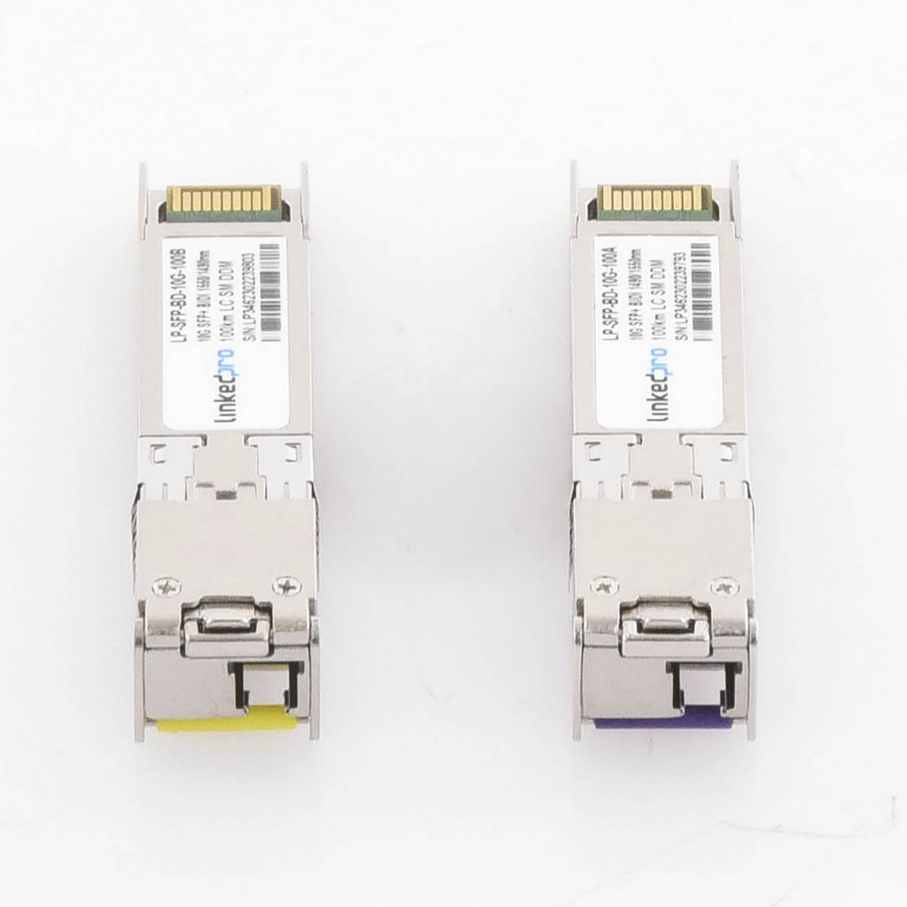 SFP+ Bidirectional Transceivers (Mini-Gbic) / Single Mode / 10 Gbps Speed ​​/ LC Connector / Up to 100 km Distance / 2 Pieces