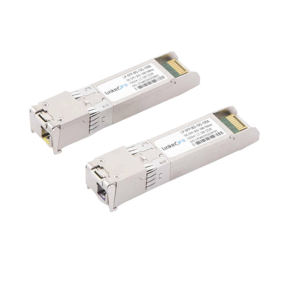 Transceptores Bidireccionales SFP+ (Mini-Gbic) / Monomodo / 10 Gbps de velocidad / Conector LC / Hasta 100 km de Distancia / 2 Piezas