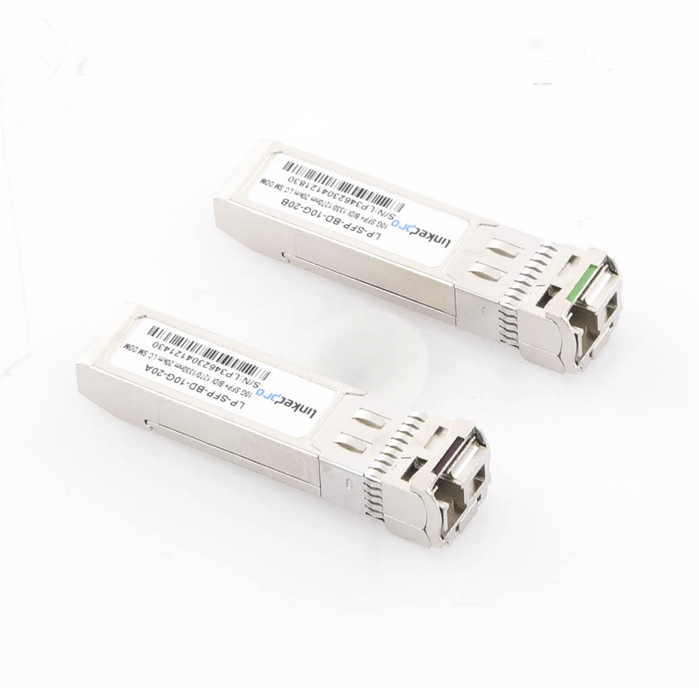 SFP+ Bidirectional Transceivers (Mini-Gbic) / Single Mode / 10 Gbps Speed ​​/ LC Connector / Up to 20 km Distance / 2 Pieces