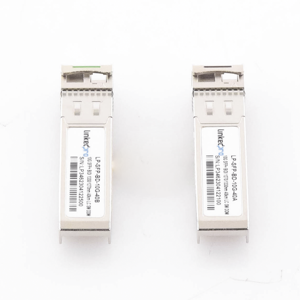 SFP+ Bidirectional Transceivers (Mini-Gbic) / Single Mode / 10 Gbps Speed ​​/ LC Connector / Up to 40 km Distance / 2 Pieces