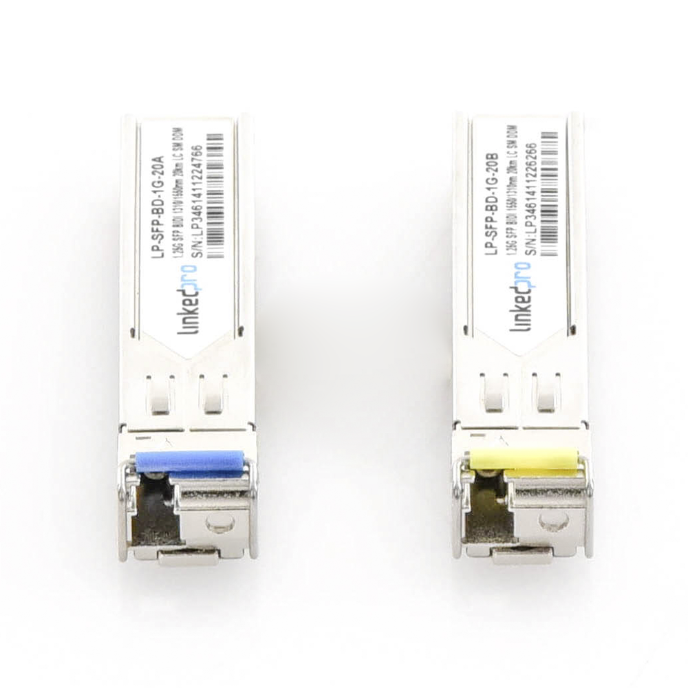 SFP (Mini-Gbic) Bidirectional Transceivers / Single Mode / 1.25 Gbps Speed ​​/ LC Connector / Up to 20 km Distance / 2 Pieces