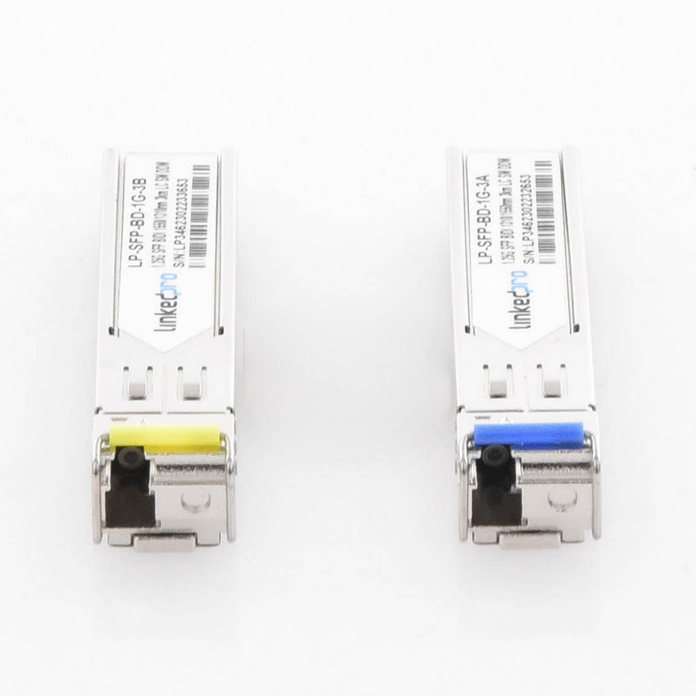 SFP (Mini-Gbic) Bidirectional Transceivers / Single Mode / 1.25 Gbps Speed ​​/ LC Connector / Up to 3 km Distance / 2 Pieces