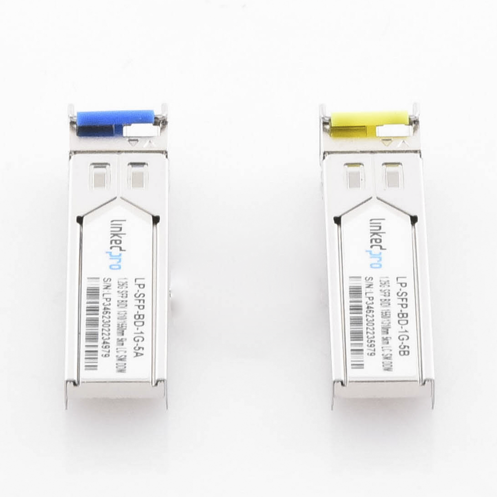 SFP (Mini-Gbic) Bidirectional Transceivers / Single Mode / 1.25 Gbps Speed ​​/ LC Connector / Up to 5 km Distance / 2 Pieces