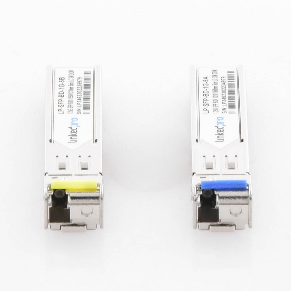 SFP (Mini-Gbic) Bidirectional Transceivers / Single Mode / 1.25 Gbps Speed ​​/ LC Connector / Up to 5 km Distance / 2 Pieces