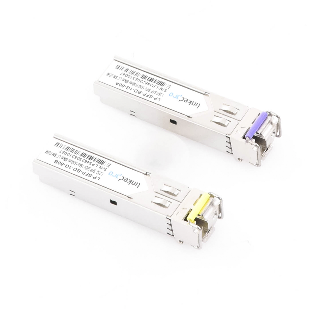 SFP (Mini-Gbic) Bidirectional Transceivers / Single Mode / 1.25 Gbps Speed ​​/ LC Connector / Up to 80 km Distance / 2 Pieces