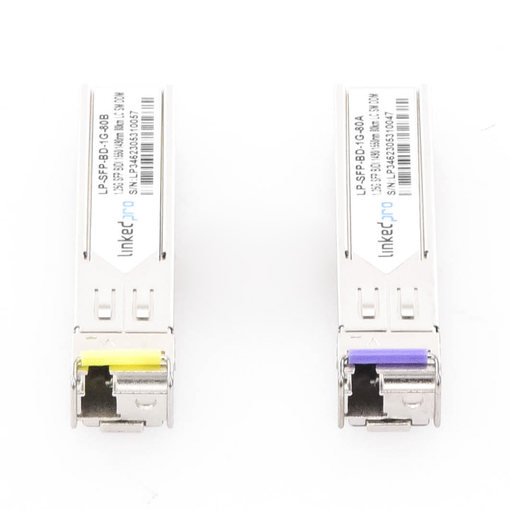 SFP (Mini-Gbic) Bidirectional Transceivers / Single Mode / 1.25 Gbps Speed ​​/ LC Connector / Up to 80 km Distance / 2 Pieces