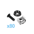 Kit de 80 tornillos con arandela y tuerca enjaulada para rack.