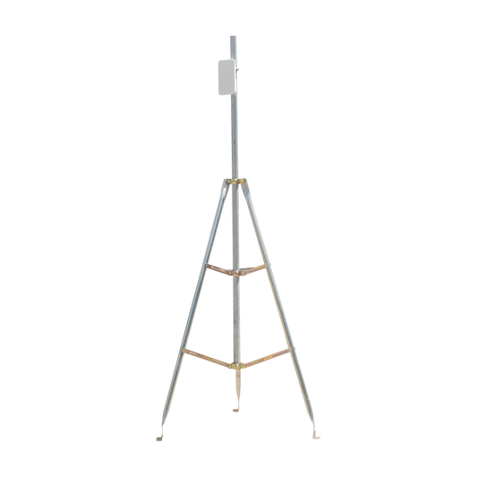 Montaje de tripie para exterior, altura total del tripie 1.52 m. Compatible con mástiles de hasta 3 m de largo 1  1/4 a 2" de diámetro 