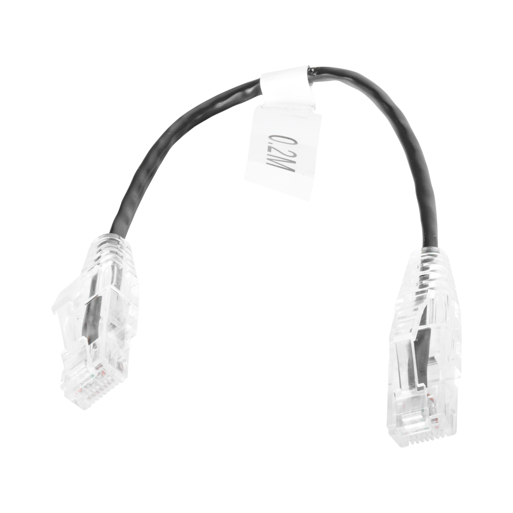 Cable de Parcheo Slim UTP Cat6 - 20 cm Negro Diámetro Reducido (28 AWG)