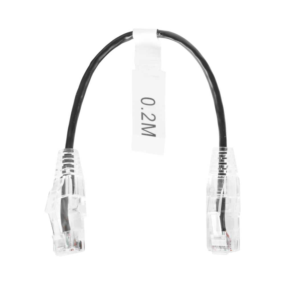 Cable de Parcheo Slim UTP Cat6 - 20 cm Negro Diámetro Reducido (28 AWG)