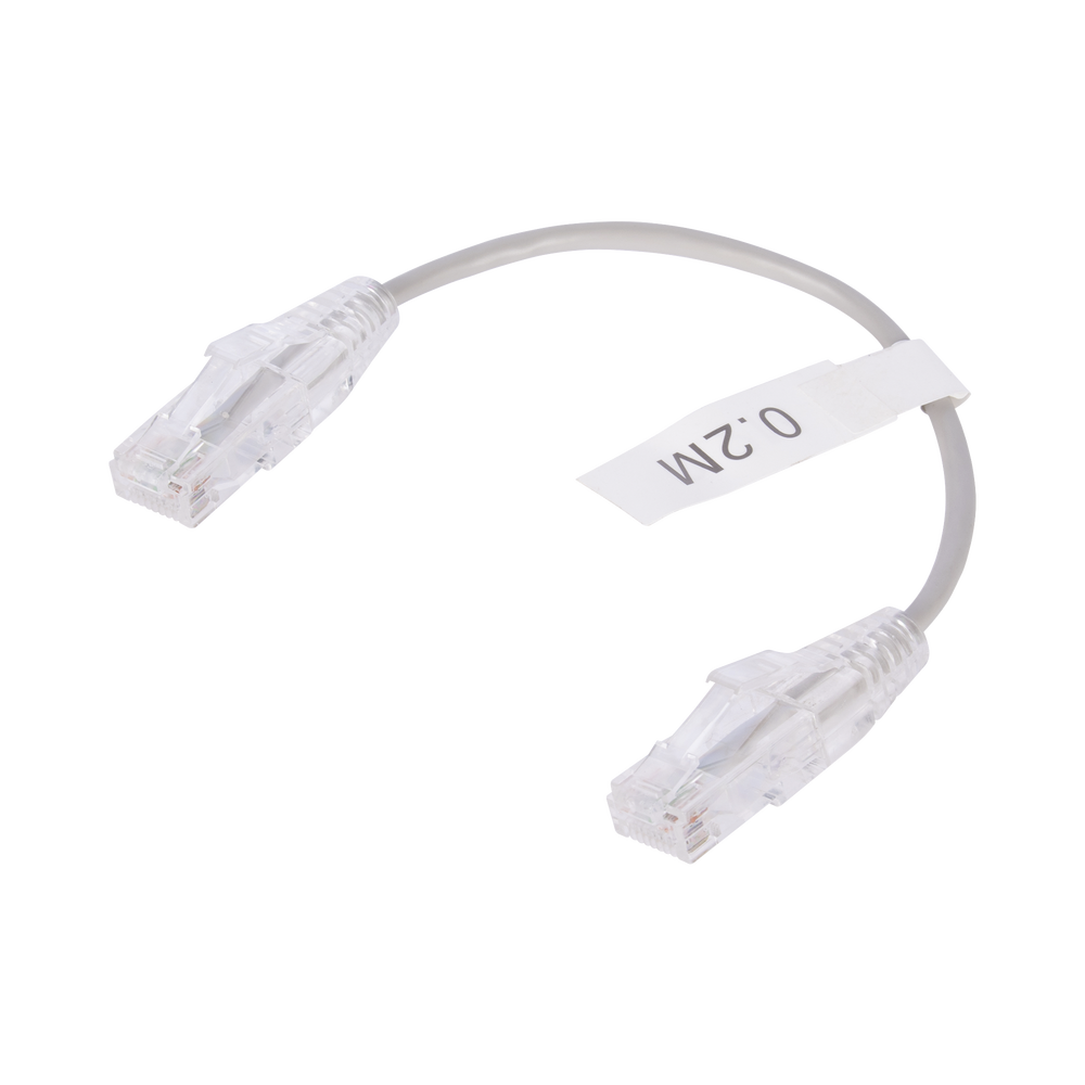 Cable de Parcheo Slim UTP Cat6 - 20 cm Gris Diámetro Reducido (28 AWG)