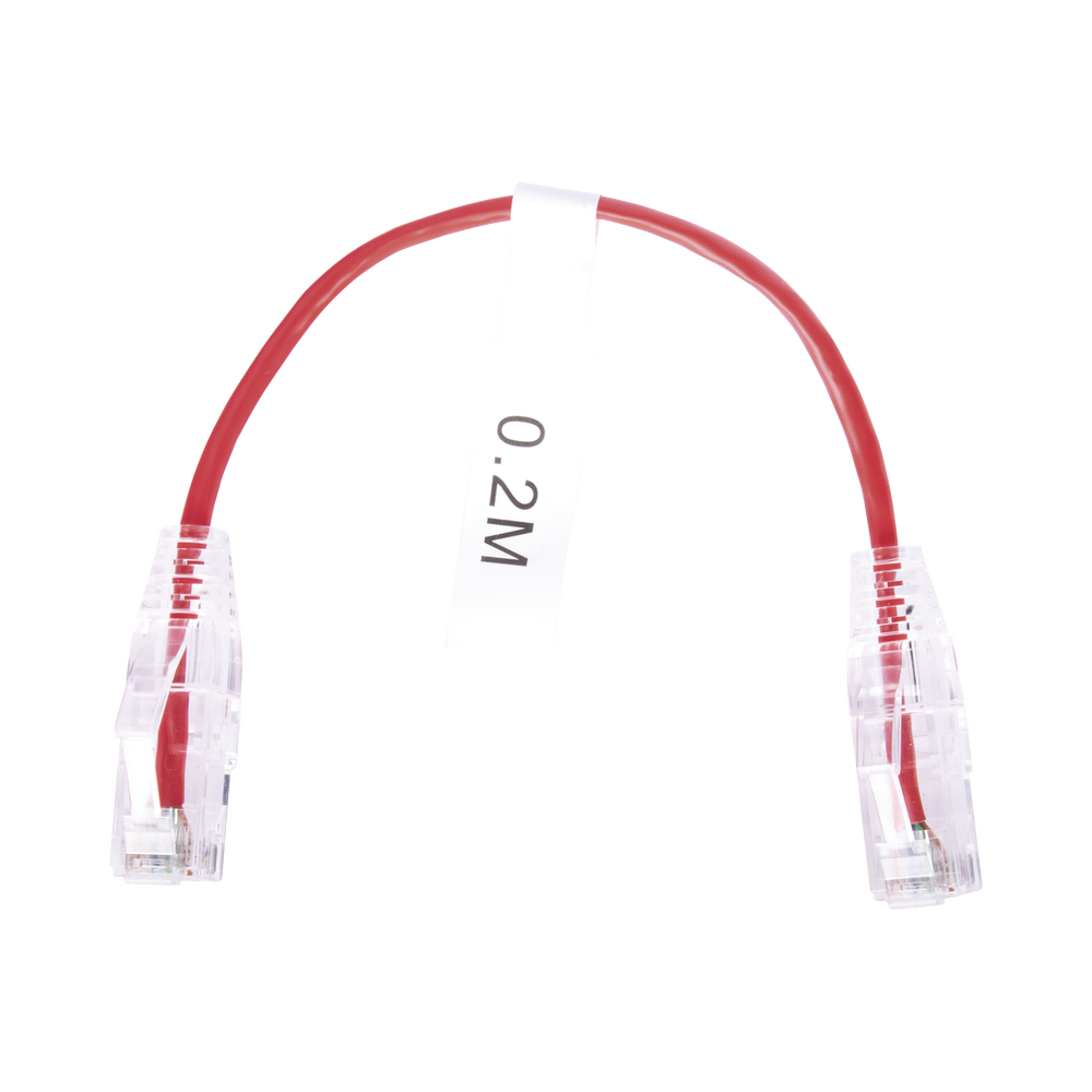 Cable de Parcheo Slim UTP Cat6 - 20 cm Rojo Diámetro Reducido (28 AWG)