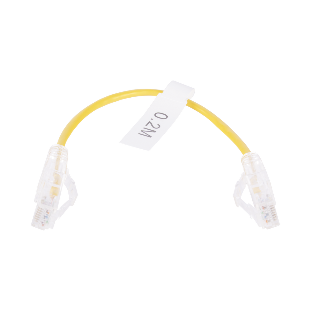 Cable de Parcheo Slim UTP Cat6 - 20 cm Amarillo Diámetro Reducido (28 AWG)