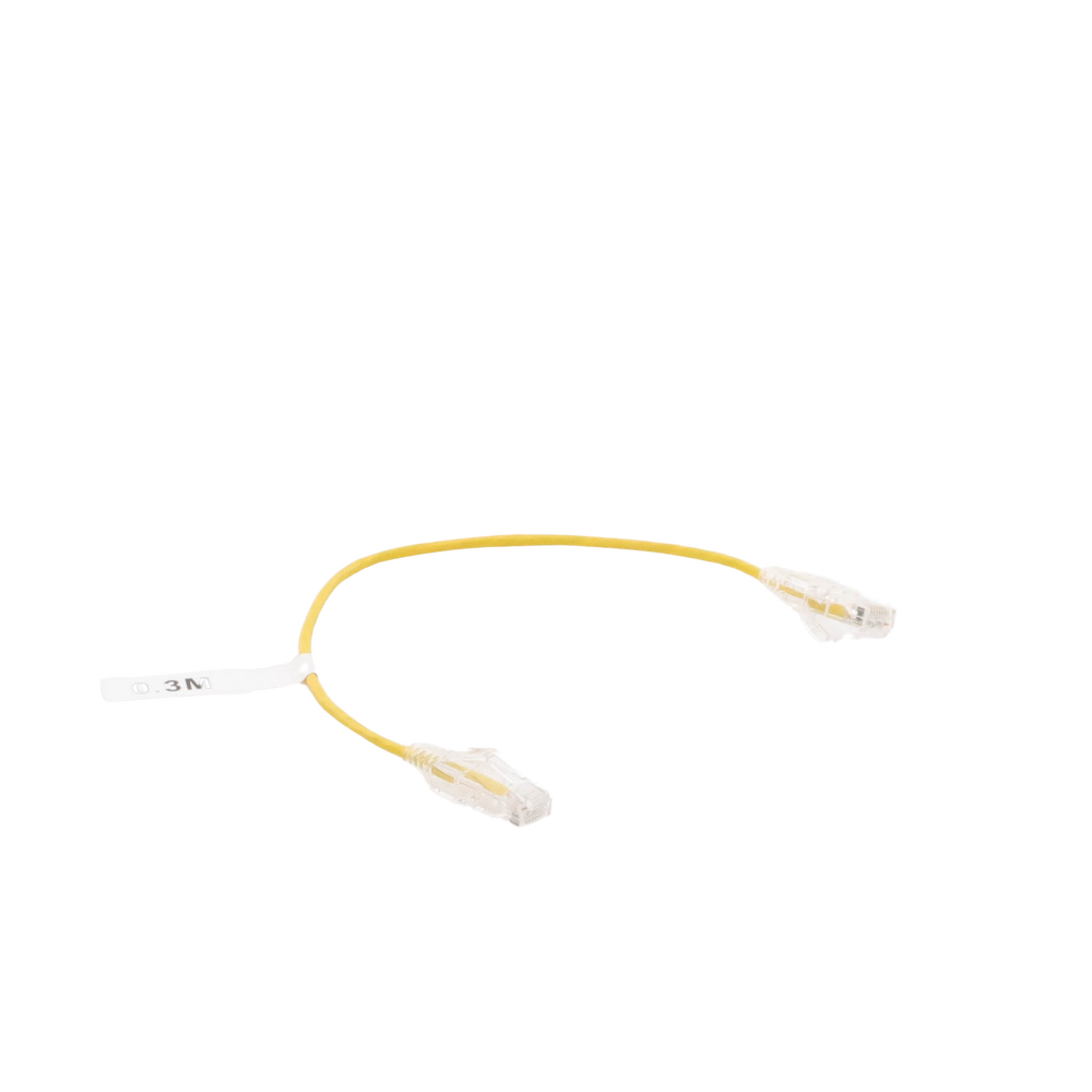 Cable de Parcheo Slim UTP Cat6 - 30 cm Amarillo Diámetro Reducido (28 AWG)
