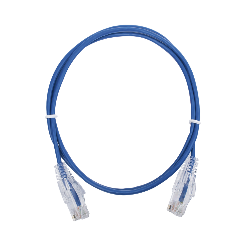 Cable de Parcheo Slim UTP Cat6 - 1 metro, Azul, Diámetro Reducido (28 AWG)