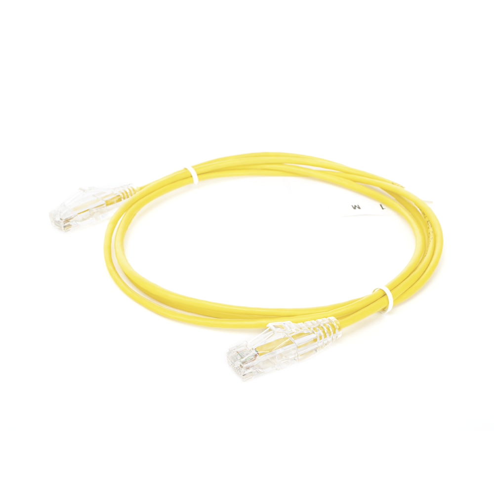 Cable de Parcheo Slim UTP Cat6 - 1 metro, Amarillo, Diámetro Reducido (28 AWG)