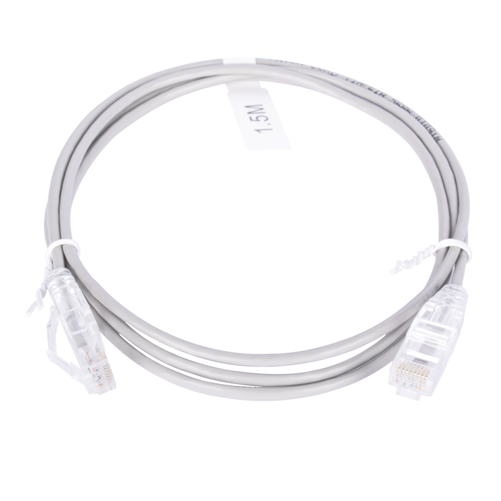Cable de Parcheo Slim UTP Cat6 - 1.5 m Gris Diámetro Reducido (28 AWG)
