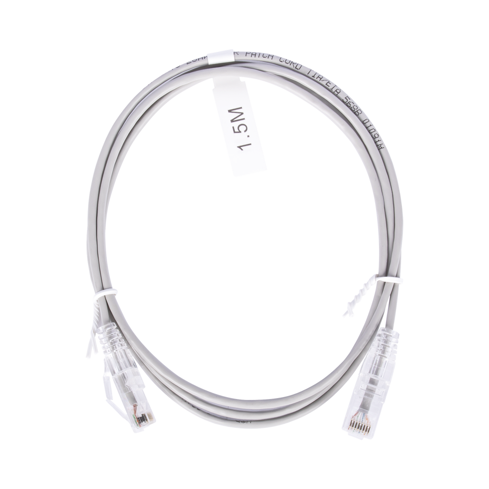 Cable de Parcheo Slim UTP Cat6 - 1.5 m Gris Diámetro Reducido (28 AWG)