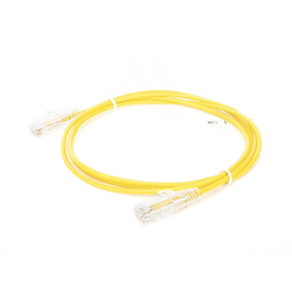 Cable de Parcheo Slim UTP Cat6 - 1.5 m Amarillo Diámetro Reducido (28 AWG)