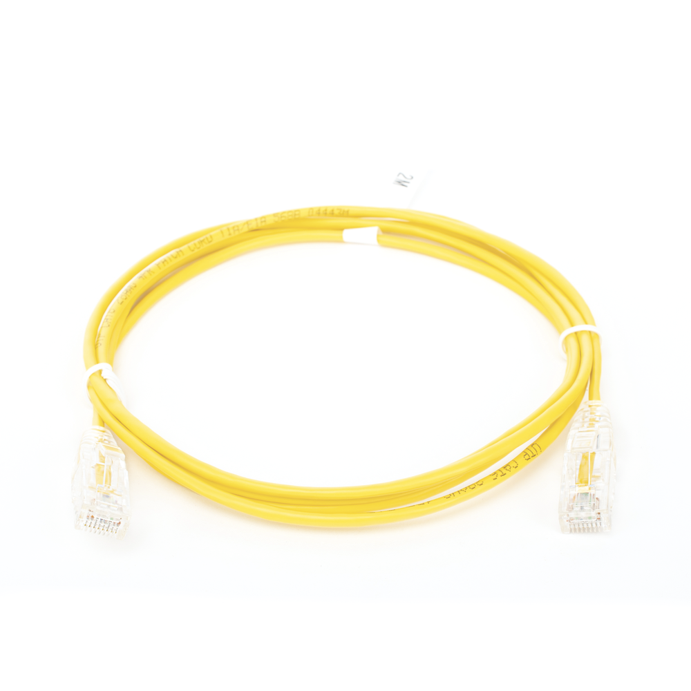 Cable de Parcheo Slim UTP Cat6 - 2 m Amarillo Diámetro Reducido (28 AWG)
