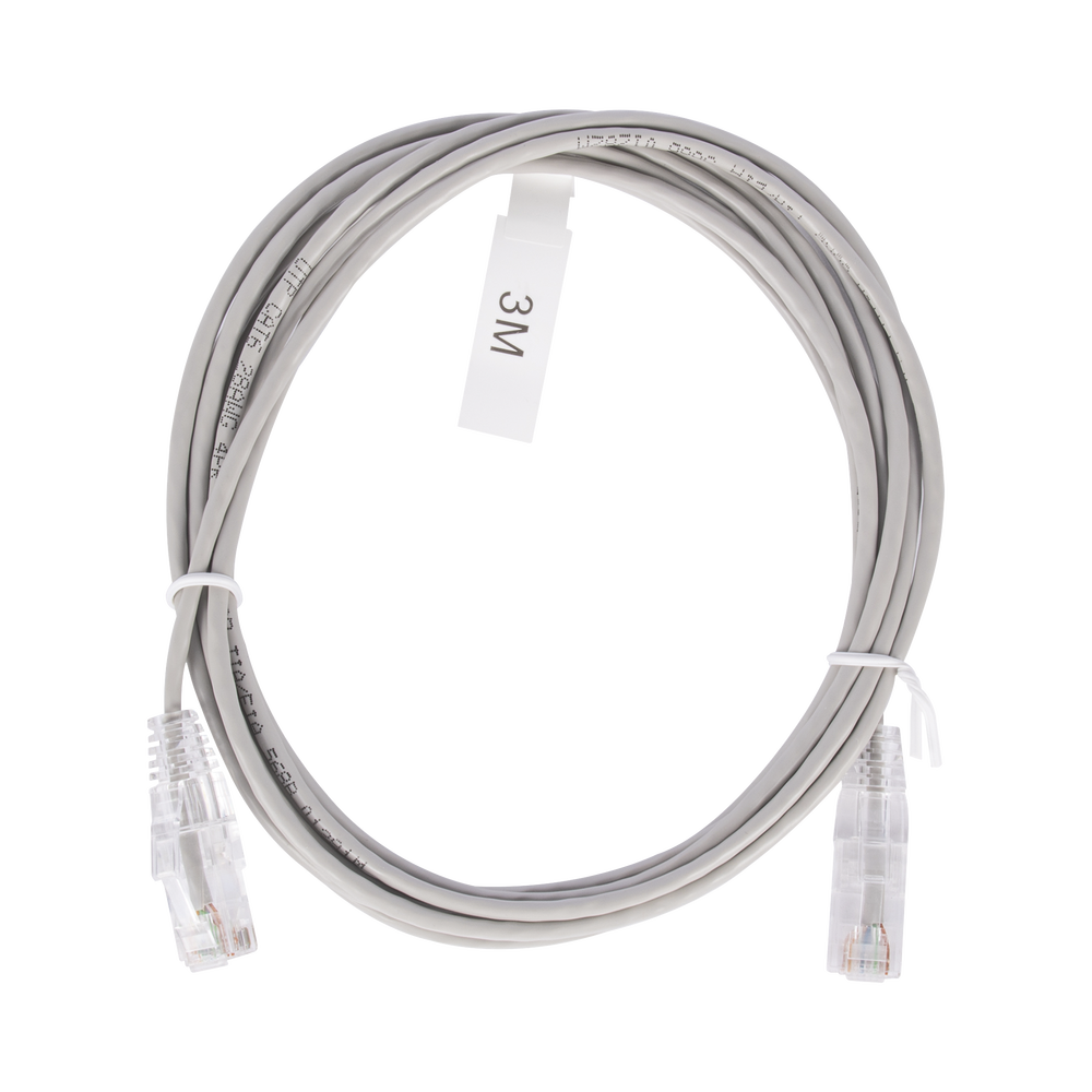 Cable de Parcheo Slim UTP Cat6 - 3 m Gris Diámetro Reducido (28 AWG)