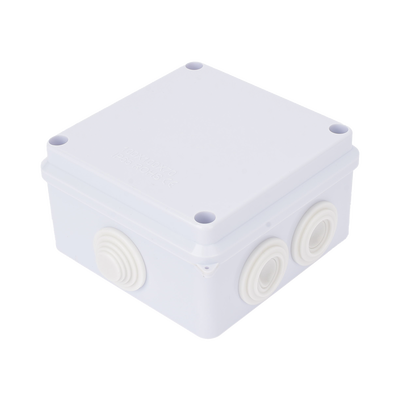 Caja de Conexiones Impermeable IP65, 7 Entradas, Dimensiones 100 x 100 x 70 mm, para Instalaciones Industriales, Comerci