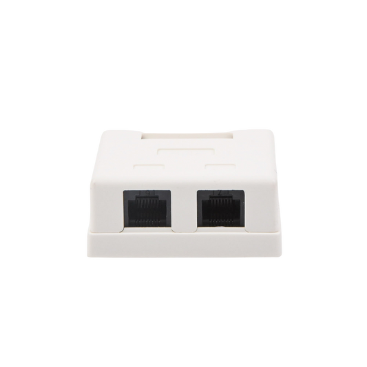 Caja de pared con 2 puertos, incluye 2 jacks UTP Cat5e Keystone