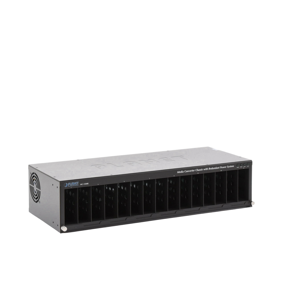 Chassis for 15 media converters with redundant power supply option