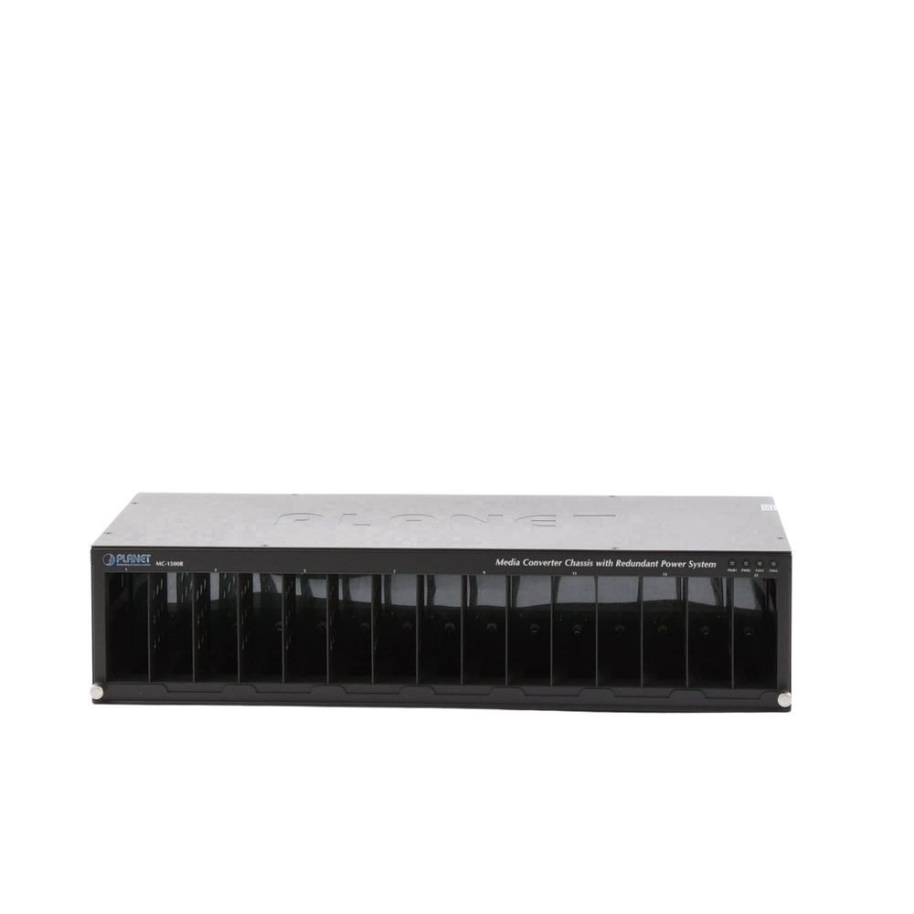 Chassis for 15 media converters with redundant power supply option