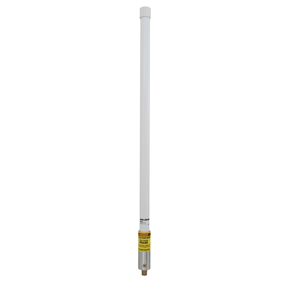 Antena base de fibra de vidrio MAXRAD, Frecuencia  896-940 Mhz, Ganancia 3dB.