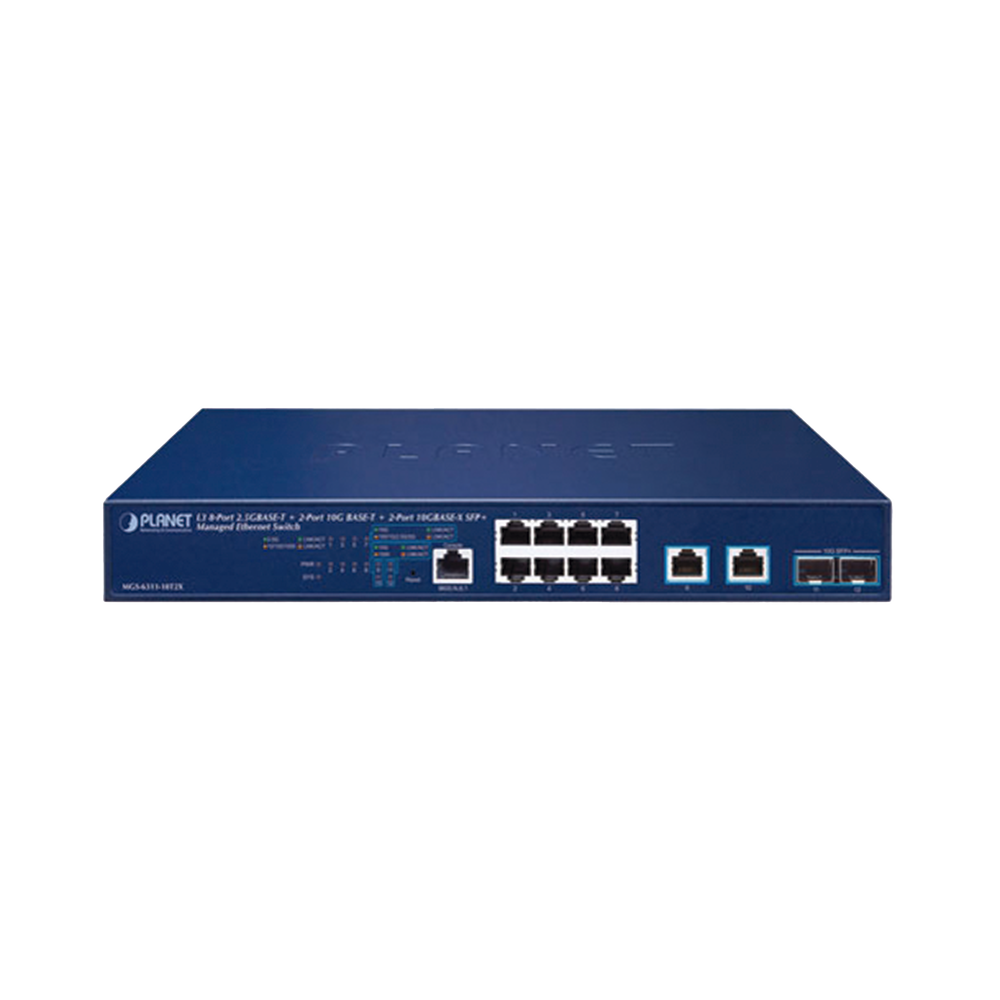 Switch Administrable Capa 3, 8 Puertos de 2.5G BASE-T, 2 Puerrtos de 10 G BASE-T, 2 Puertos SFP de 10 G