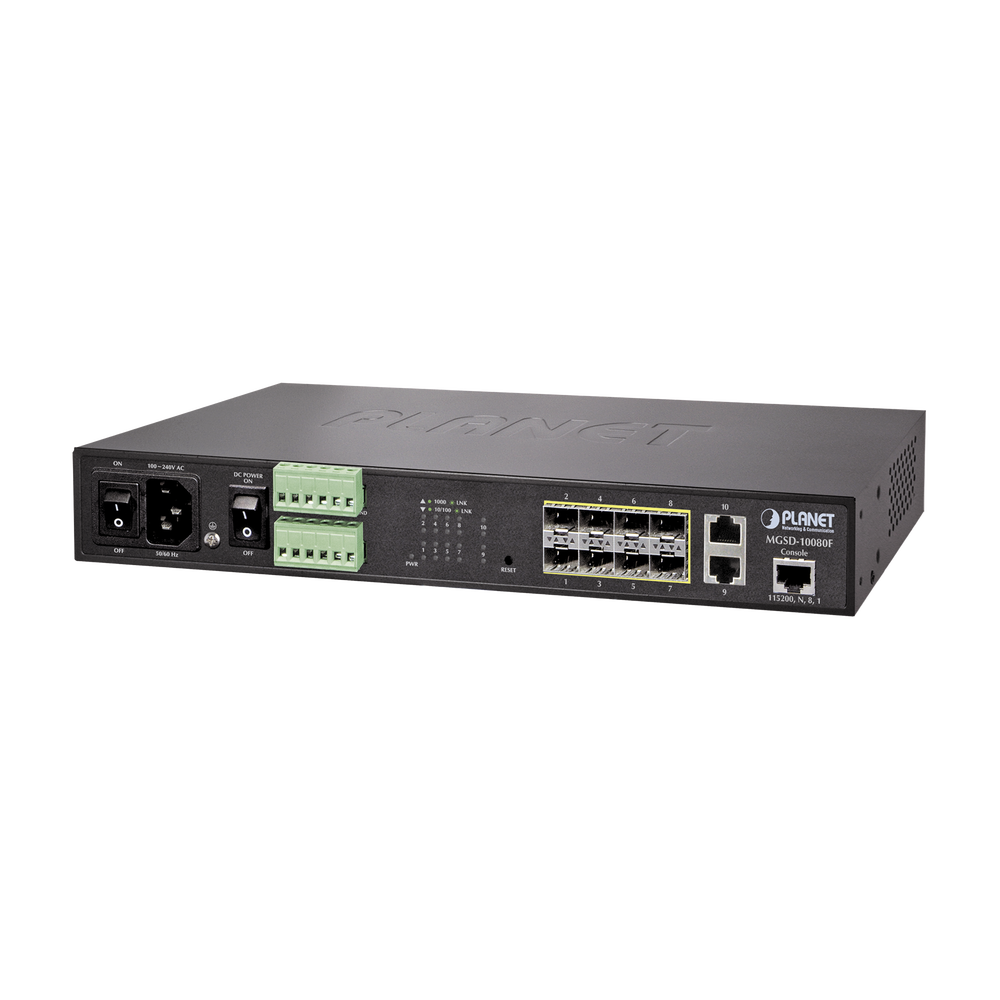 Switch Administrable L2, 8 puertos 100/1000X SFP, 2 puertos 10/100/1000T