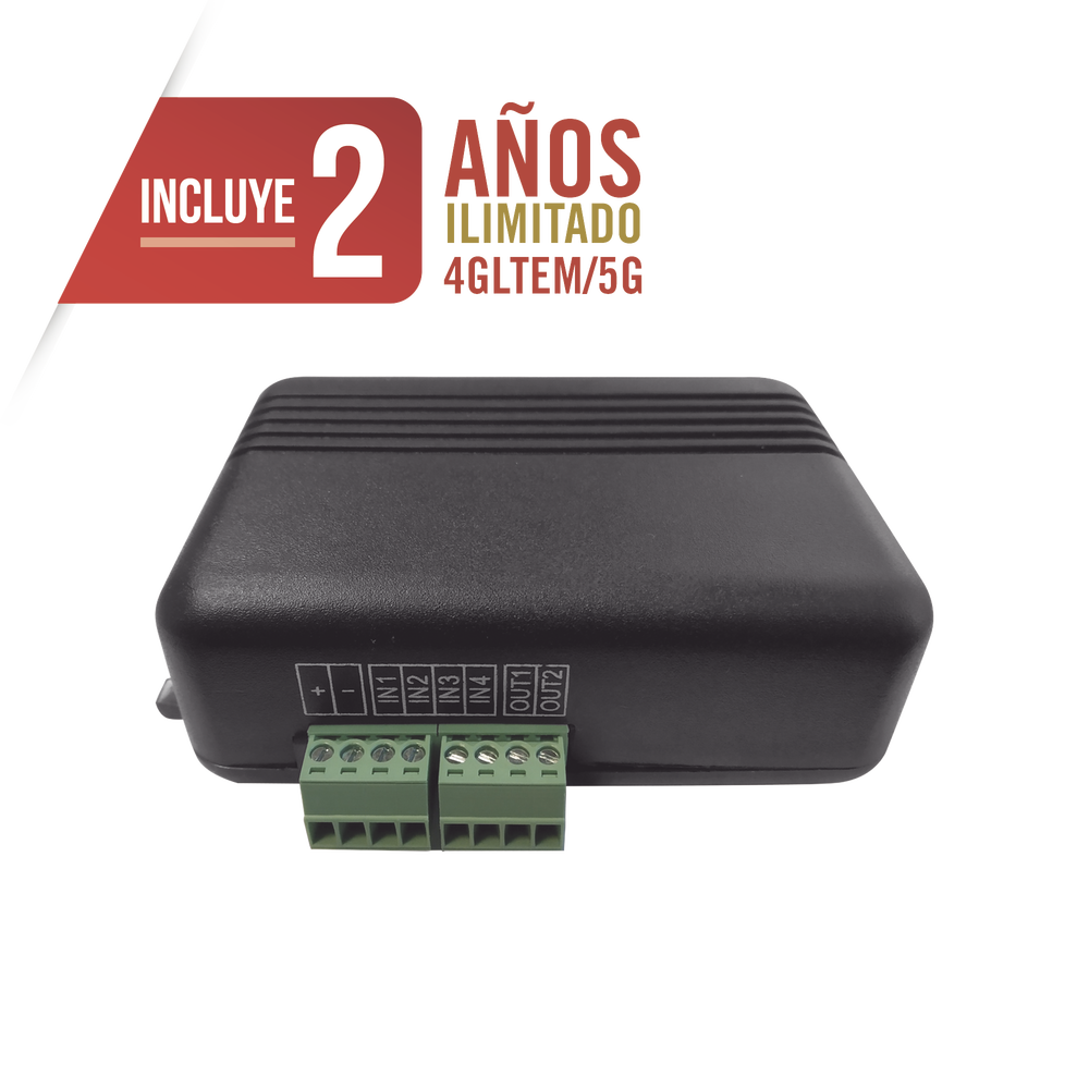 Controlador 4GLTEM / 4 ENTRADAS Y 2 SALIDAS / 2 AÑOS ILIMITADOS INCLUIDOS / Activacion Remota /Notificacion PUSH e EMAIL / APP SIN COSTO / Soporte para Reporte a Central de Alarma