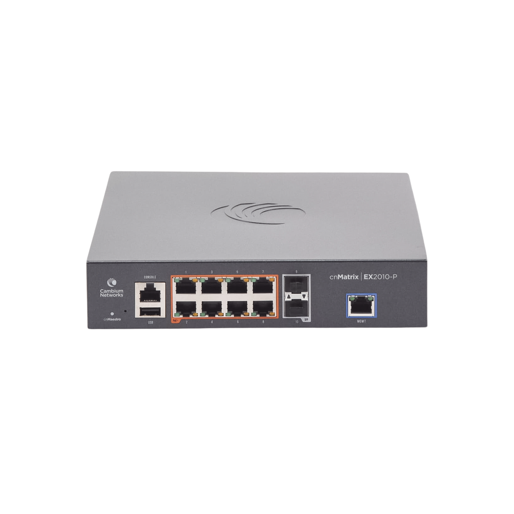 Switch cnMatrix EX2010-P capa 3 de 10 puertos(8 PoE Gigabit 802.3af/at, 2 SFP, 1 consola, 1 MNGMT, 1 USB)  administración desde la Nube (MX-EX2010PXA-U)