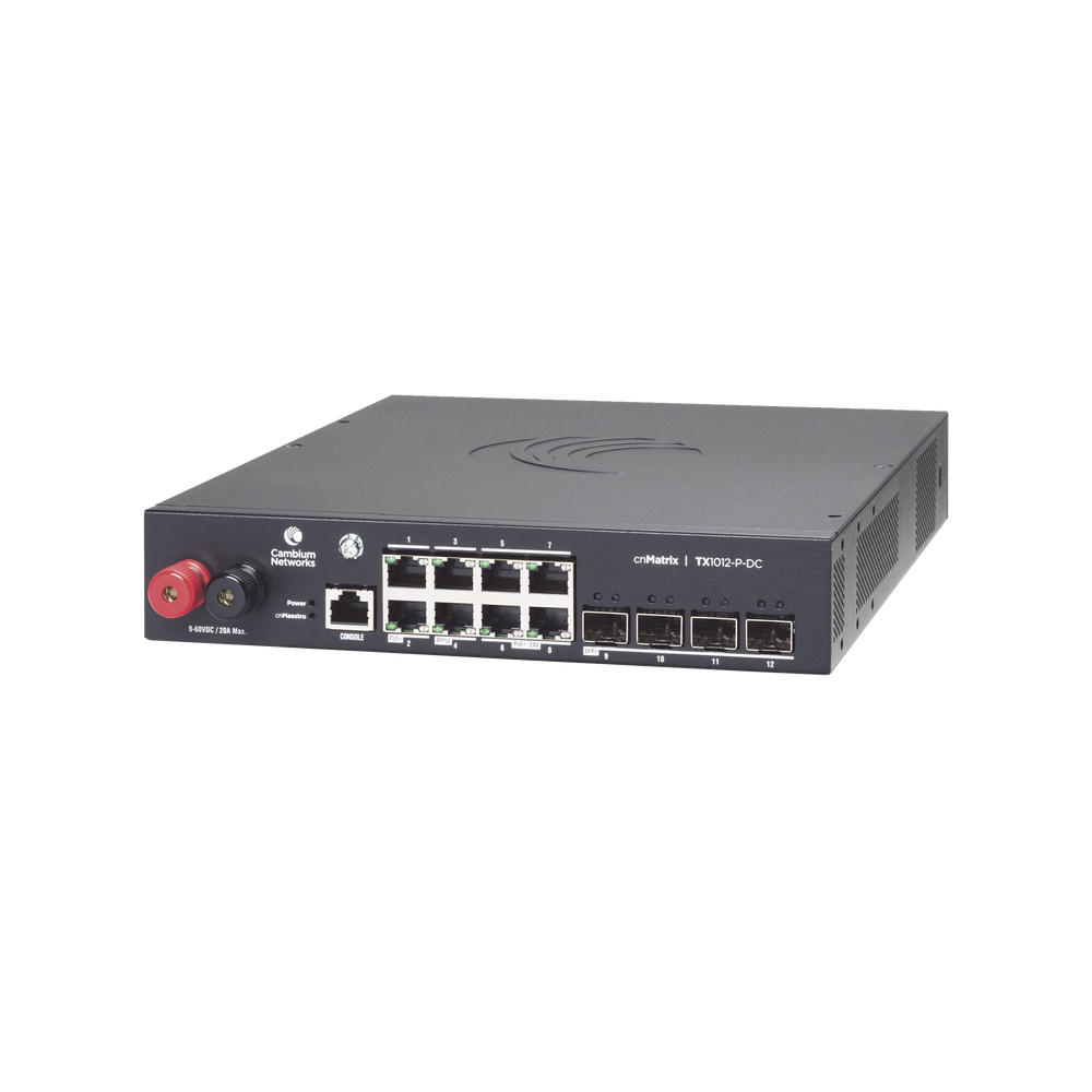 Switch cnMatrix WISP TX1012-DC-P de 8 puertos PoE y 4 SFP+, 170 W PoE Budget, Capa 2, gestión gratuita desde la nube, para corriente directa