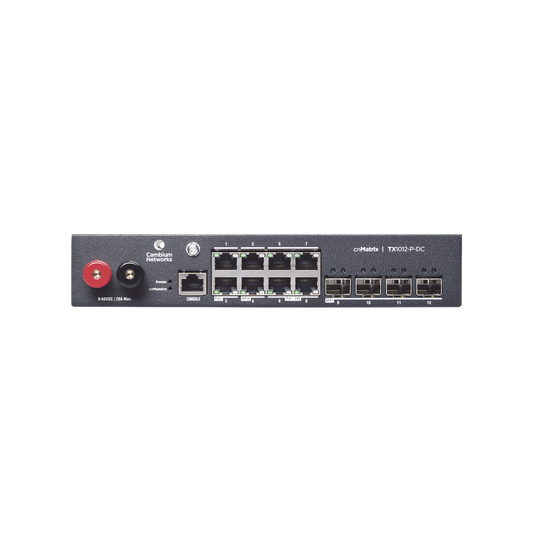 Switch cnMatrix WISP TX1012-DC-P de 8 puertos PoE y 4 SFP+, 170 W PoE Budget, Capa 2, gestión gratuita desde la nube, para corriente directa