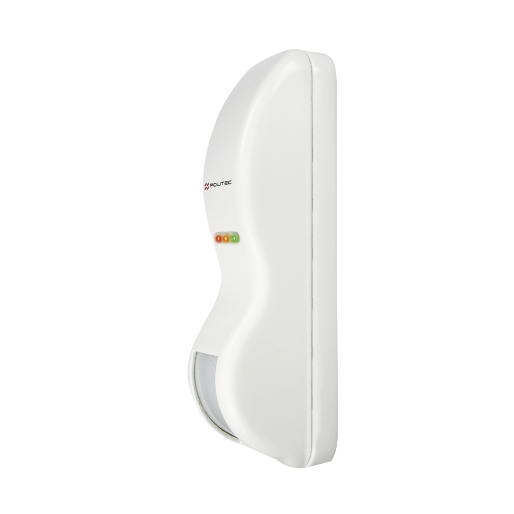 Sensor tipo cortina/ Interior y Exterior/ Funcion antimascara / Doble tecnologia PIR & MW/ Cobertura de hasta 12 metros/ Compatible con cualquier panel de alarma / Cableado