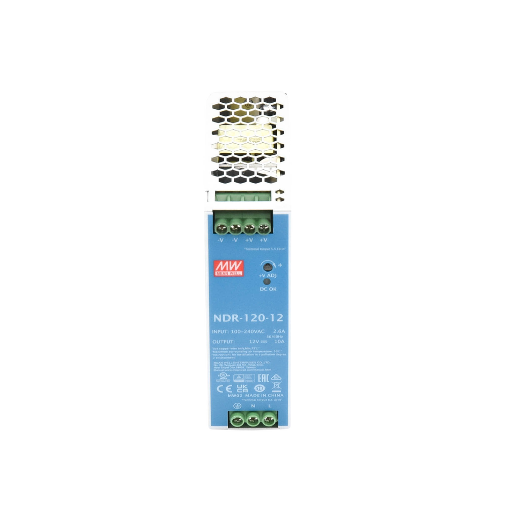 120W industrial power supply, 12VDC output, 90~264VAC input, for DIN rail mounting,