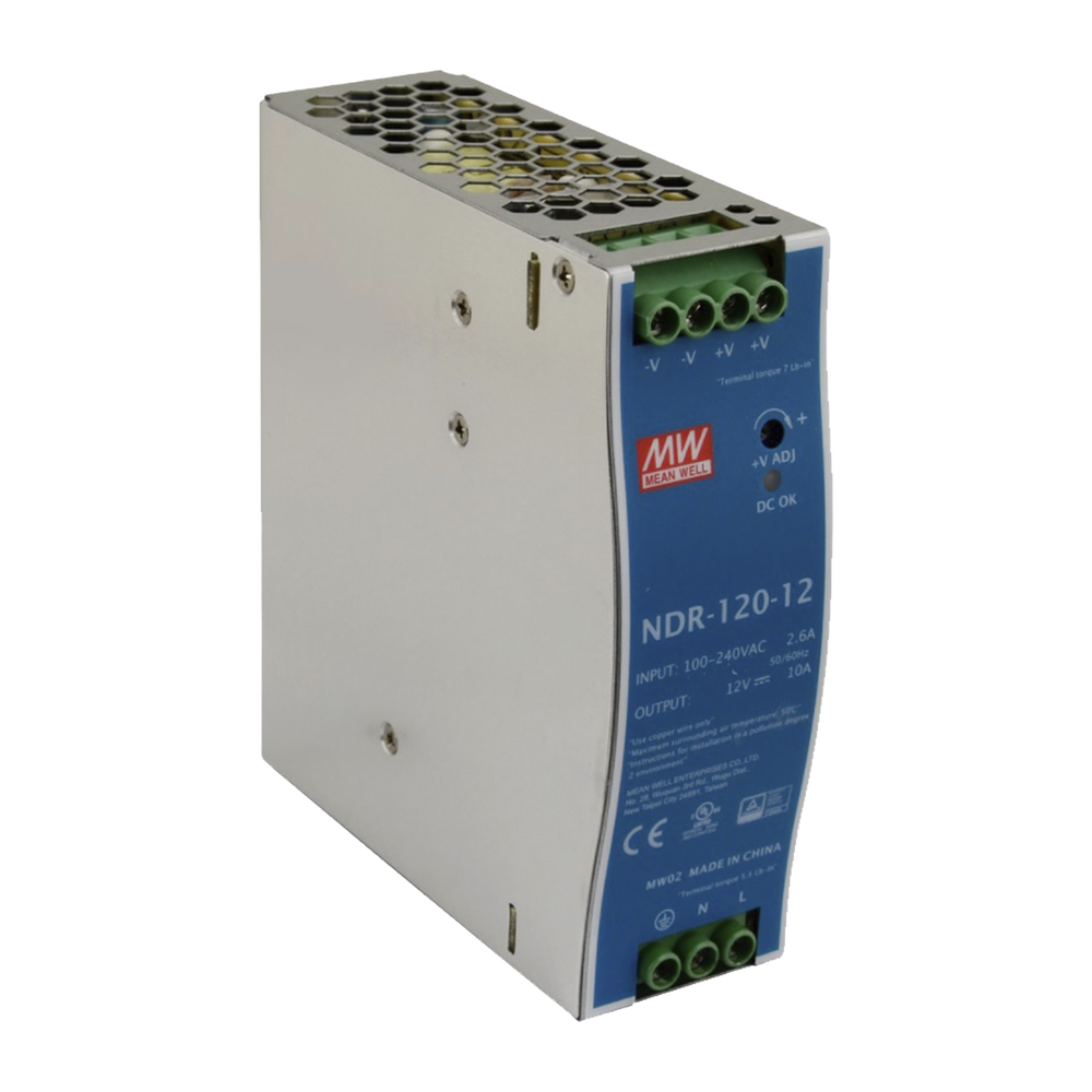Fuente de poder industrial de 120 W, salida 12 VCD, entrada 90~264 VCA, para montaje en riel DIN, 