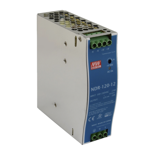 Fuente de poder industrial de 120 W, salida 12 VCD, entrada 90~264 VCA, para montaje en riel DIN, 