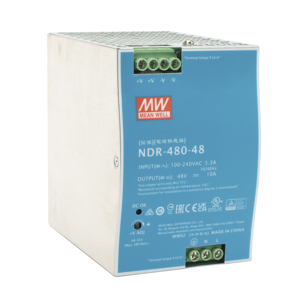480W Industrial Power Supply, 48 VDC output, for DIN rail mounting