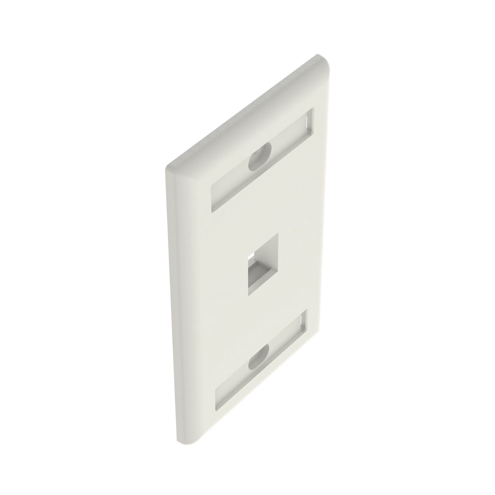 Vertical Wall Plate, 1-Port Keystone Outlet, With Label Spaces, Matte White
